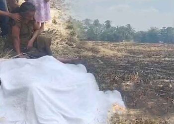 வைக்கோலுக்கு தீ வைக்கச் சென்றவர் உயிரிழப்பு!