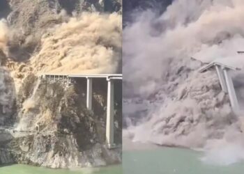 சீனாவில் நிலச்சரிவு : புதிய பாலமும் இடிந்து வீழ்ந்தது