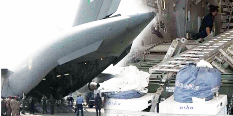 இந்திய நிவாரணங்களை ஏற்றிய 8 ஆவது விமானம் நாட்டுக்கு