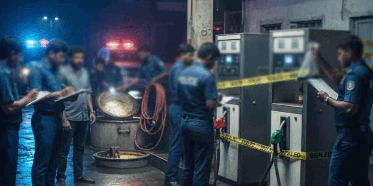 எரிபொருளை பதுக்கிய – எரிபொருள் நிரப்பு நிலையம் முற்றுகை