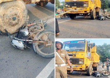 மோட்டார் சைக்கிளை மோதித் தள்ளிய டிப்பர் வாகனங்கள் – பழிவாங்கும் முயற்சியின் தொடர்ச்சியா?
